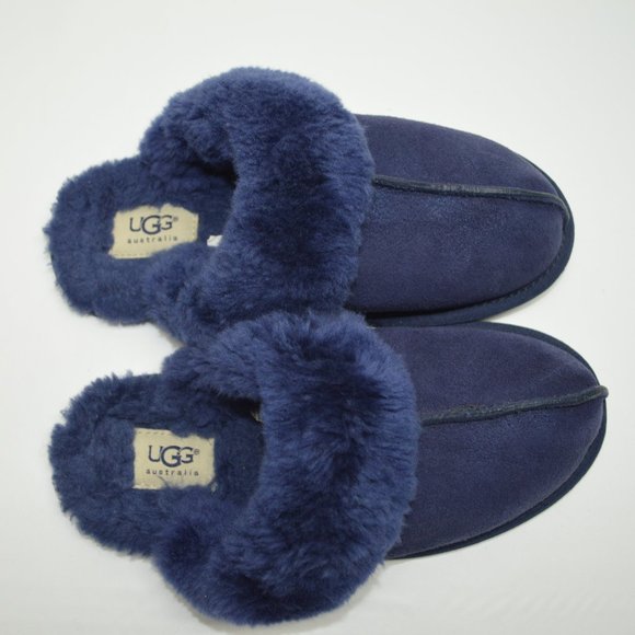 UGG Navy Blue Cozy Soft Suede Comfort Slippers 7 - Picture 5 of 8